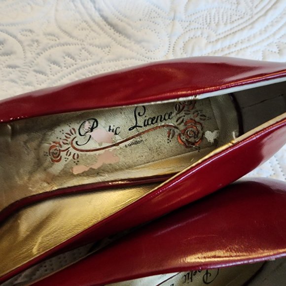 LKNW new never worn Poetic Licence red patent upper leopard calf hair wedge 8.5 - Picture 4 of 7